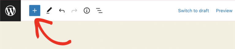 Click the plus icon to open blocks menu