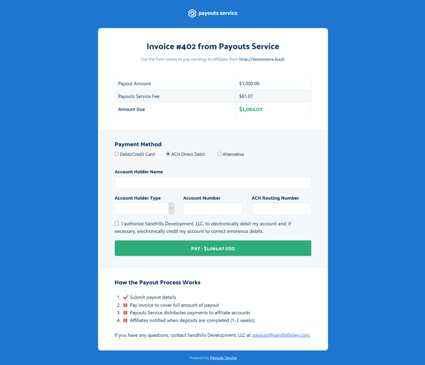 Payouts Service invoice