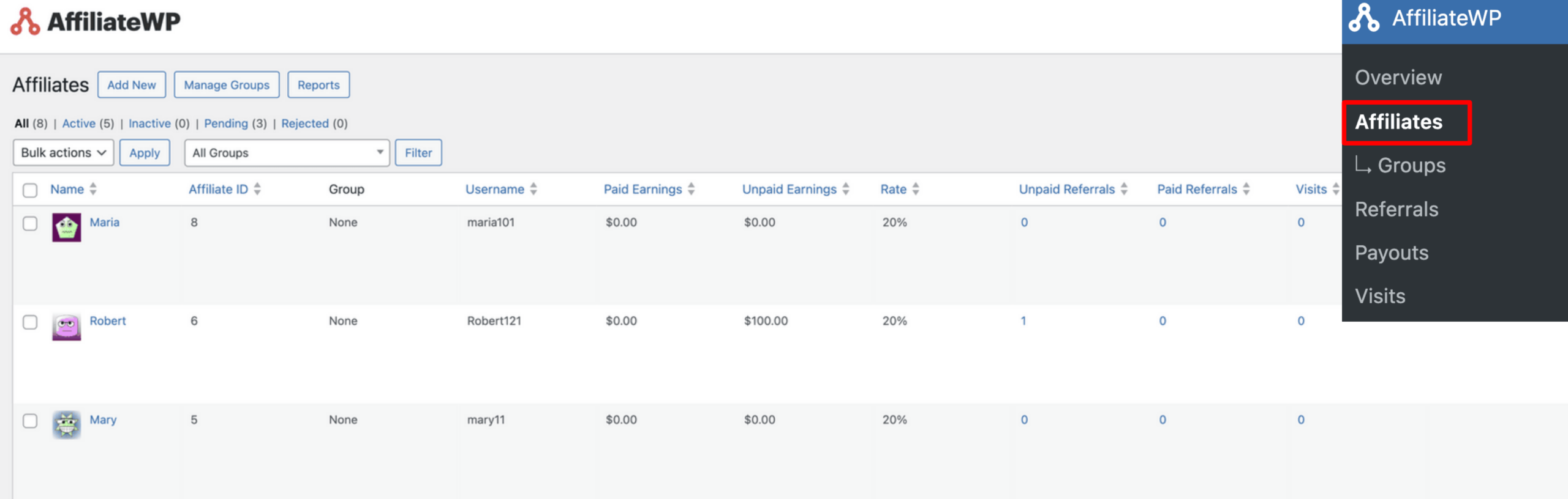 affiliates page