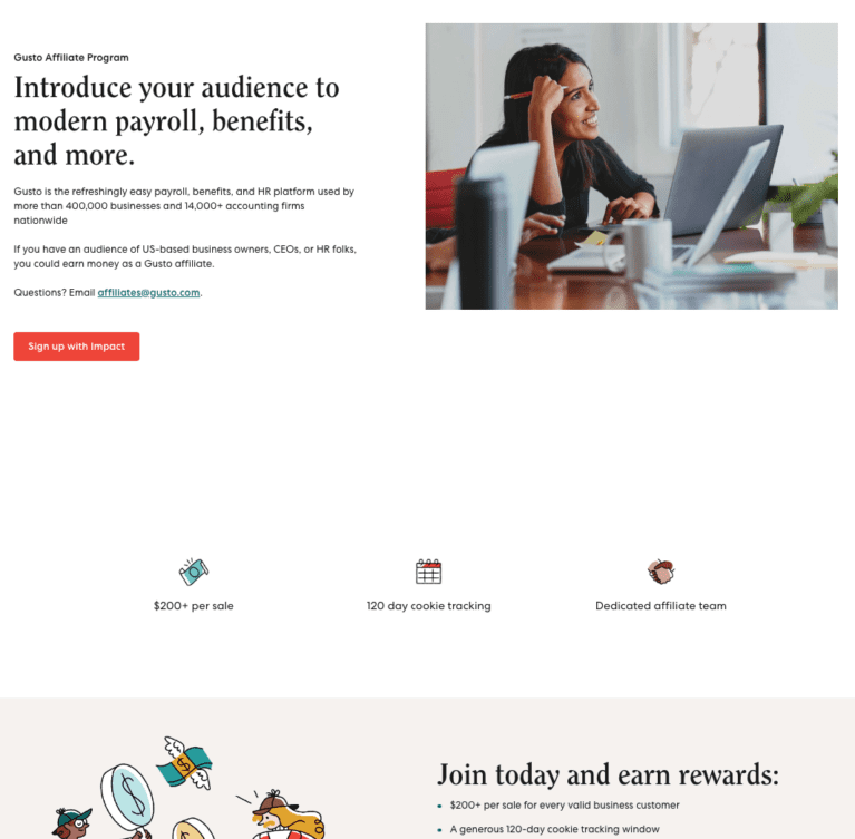 affiliate program landing page