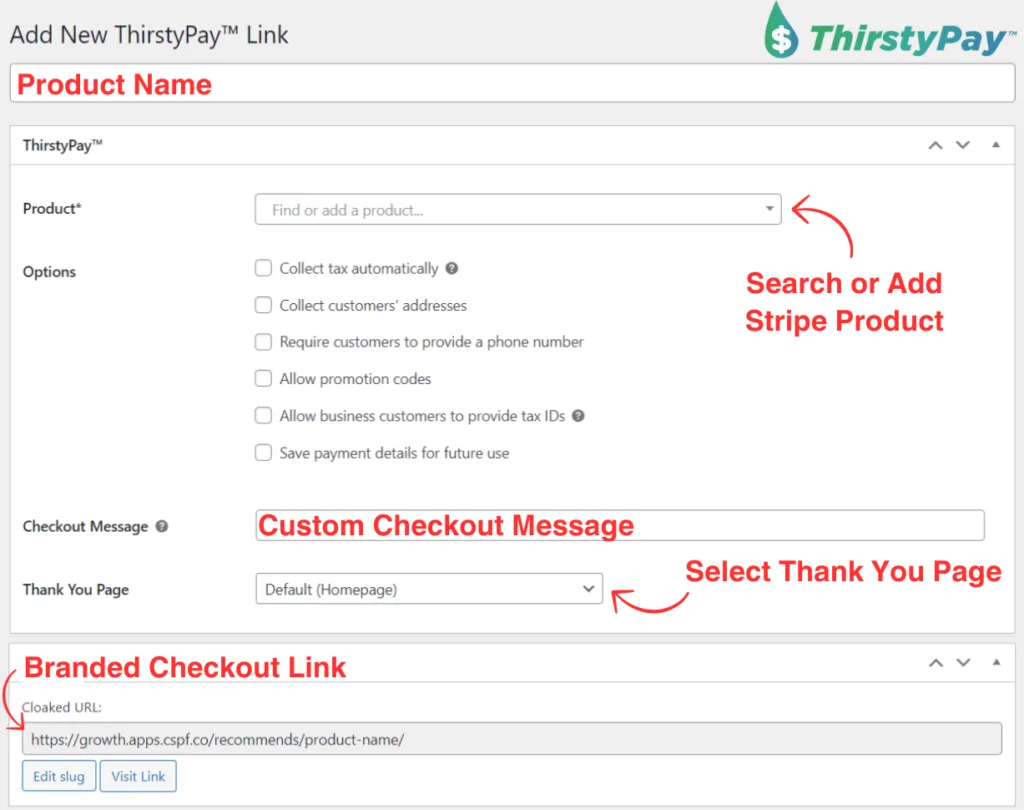 How-to-Create-a-ThirstyPay-Link_ThirstyAffiliates | ThirstyAffiliates How to create a ThirstyPay™ link explained