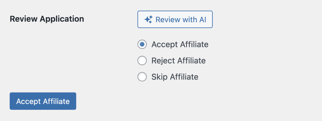 Review affiliate applications with AI