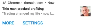 Push notification example for a trading offer