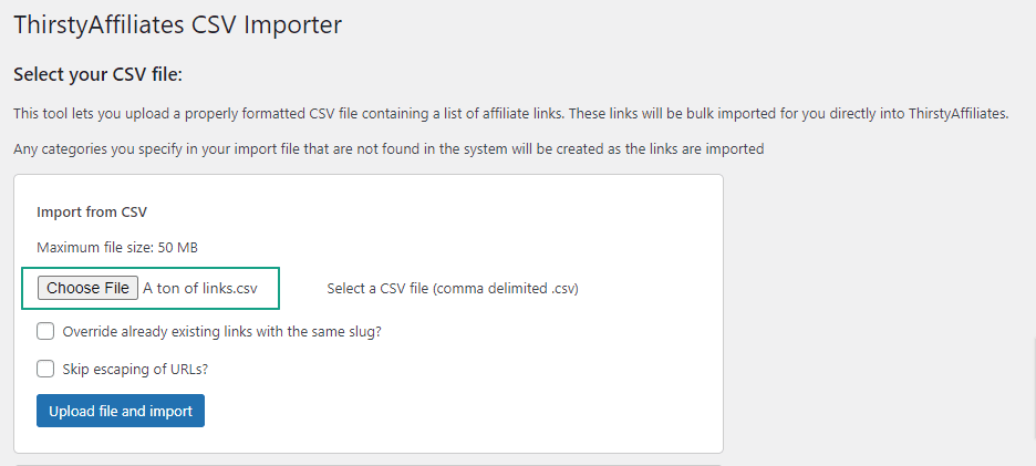ThirstyAffiliates-Importer | ThirstyAffiliates ThirstyAffiliates Import feature