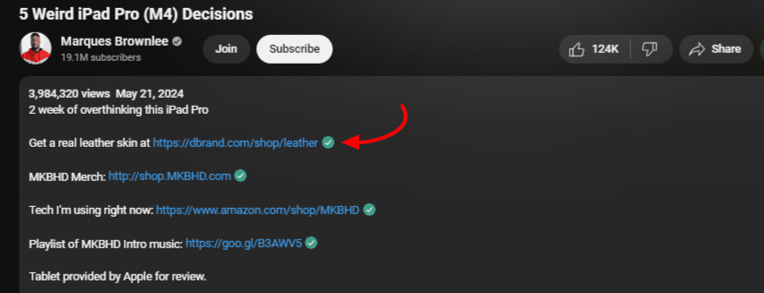 YouTube-affiliate-disclosure-example | ThirstyAffiliates Affiliate Disclosure youtube description example