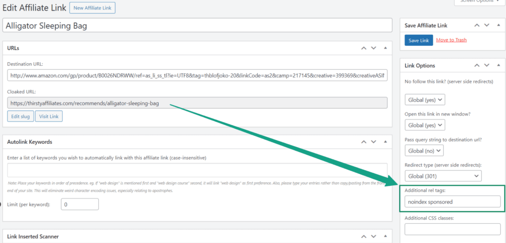 noindex-sponsoored-TA-link-attributes-example | ThirstyAffiliates