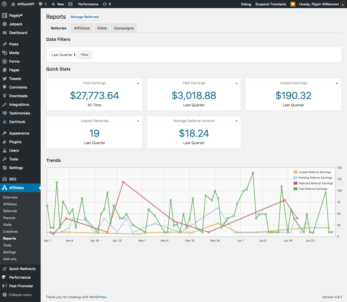 Track referrals in your affiliate dashboard