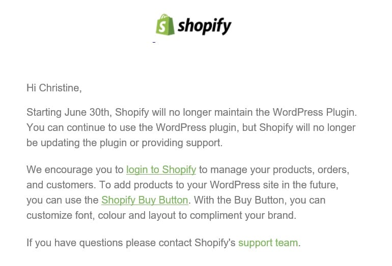 Shopify to Stop Maintaining WordPress Plugin