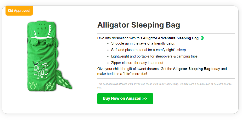 sleeping-bag-product-display-example | ThirstyAffiliates
